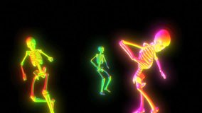 Seamless animation of salsa dancing skeletons. Funny halloween background with neon fluorescent effect for parties and events. - Powered by Shutterstock - Get 15% off with code: PIKWIZARD15