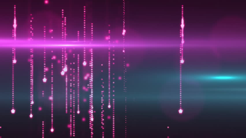 Pink and blue light particles floating in animation over dark background. Abstract, colorful, neon, glowing, sparkle, futuristic