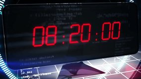 Showing 11:40:00, digital clock with futuristic data processing animation in background. Time, technology, countdown, interface - Powered by Shutterstock - Get 15% off with code: PIKWIZARD15