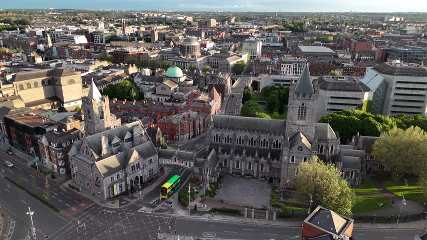 St. Michael's Tower the Archangel and Christ Church Cathedral in Dublin, Ireland