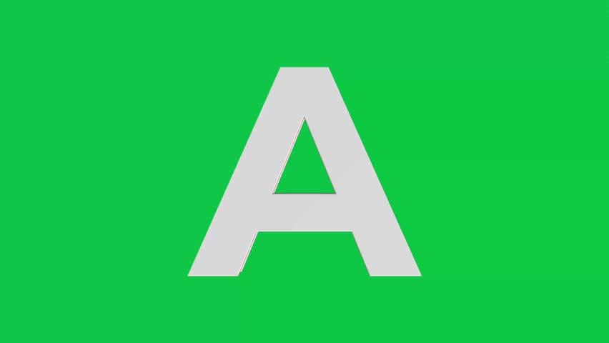 3D A letter logo rotating on green screen chroma key background, 4K English alphabet animation video clip