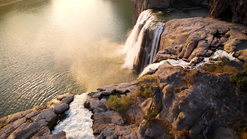 Aerial shot of the beautiful Shoshone Falls on the Snake River in Twin Falls Idaho