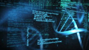 Processing scientific data, DNA strand and binary coding animation. Science, technology, genetics, biotechnology - Powered by Shutterstock - Get 15% off with code: PIKWIZARD15