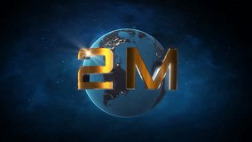 2M followers thank you celebration, 2 million subscriber celebrations. million followers and earth globe and 3d text rotate in world. - Powered by Shutterstock - Get 15% off with code: PIKWIZARD15