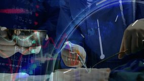 Surgeons performing operation with medical data and graphs animation overlay. Surgery, healthcare, technology, innovation - Powered by Shutterstock - Get 15% off with code: PIKWIZARD15