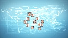 Animated network of diverse professionals over world map background. Global, networking, diversity, animation, collaboration, technology - Powered by Shutterstock - Get 15% off with code: PIKWIZARD15
