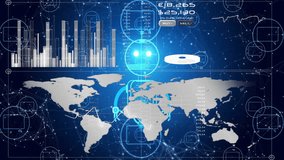 Financial data processing animation over world map and bar charts. Finance, global, analytics, economic, technology, business - Powered by Shutterstock - Get 15% off with code: PIKWIZARD15