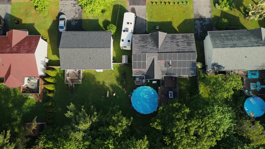 Aerial View Of A Luxury Residential Complex In Halifax, Nova Scotia, Where Solar Panels Power Homes, Showing The Rise Of Renewable Energy In Canada. Top View