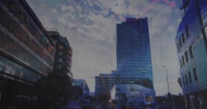 Financial data charts and graphs animation over cityscape with skyscrapers. Finance, economy, statistics, analytics, business, urban - Powered by Shutterstock - Get 15% off with code: PIKWIZARD15