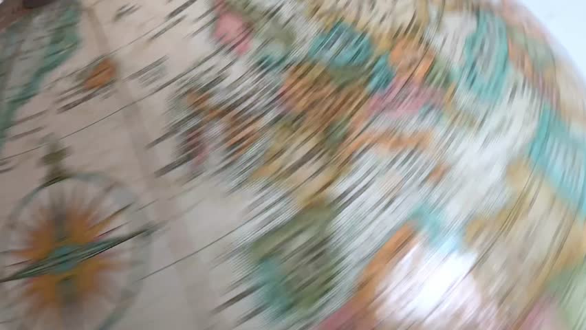 4k Antique earth globe spinning vintage cold war times world map stopping on North America region