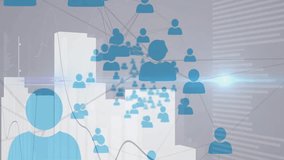 Network of connected people icons animation over business graph background. Networking, connections, technology, data, communication - Powered by Shutterstock - Get 15% off with code: PIKWIZARD15