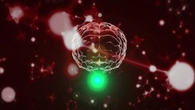 Glowing brain with neural connections animation over red molecular structures background. Neuroscience, neurons, biology, digital - Powered by Shutterstock - Get 15% off with code: PIKWIZARD15