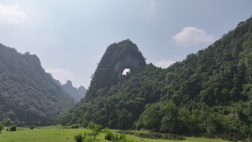 Aerial view of Thung mountain in Tra Linh, Cao Bang province, Vietnam