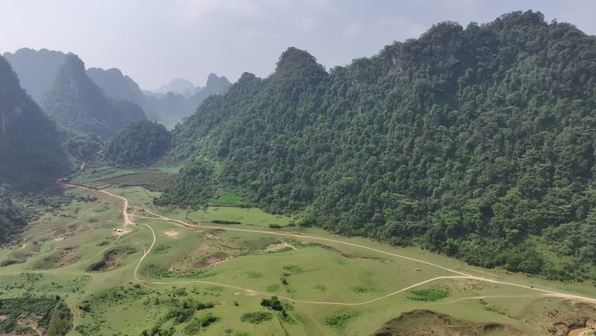 Aerial view of Thung mountain in Tra Linh, Cao Bang province, Vietnam
