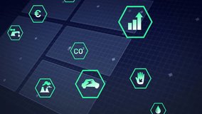 Hexagonal icons representing technologies and data processing animation over digital interface. Technology, futuristic, network - Powered by Shutterstock - Get 15% off with code: PIKWIZARD15