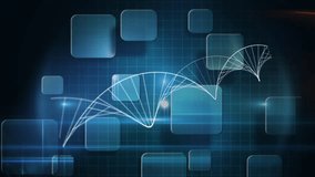 Animating DNA strand and geometric shapes over grid background. Science, technology, animation, genetics, abstract, futuristic - Powered by Shutterstock - Get 15% off with code: PIKWIZARD15