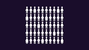 Overpopulation animation. Population growth animated element. People silhouettes showing up. Focus moving, scaling. Isolated illustration on dark background. Transition alpha video. Motion graphic - Powered by Shutterstock - Get 15% off with code: PIKWIZARD15
