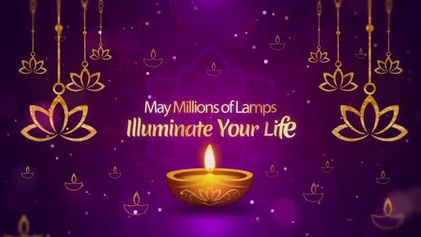 happy diwali wishes with diya lights and crackers fireworks animation with greeting slogan motion graphic video