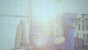 Graph with declining trend animation over factory worker wearing safety gear. Industry, manufacturing, economy, data, decline, production - Powered by Shutterstock - Get 15% off with code: PIKWIZARD15