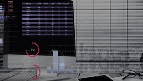 Financial data analysis animation over computer screen with pie chart and world map. Finance, analytics, statistics, data visualization, technology, business - Powered by Shutterstock - Get 15% off with code: PIKWIZARD15
