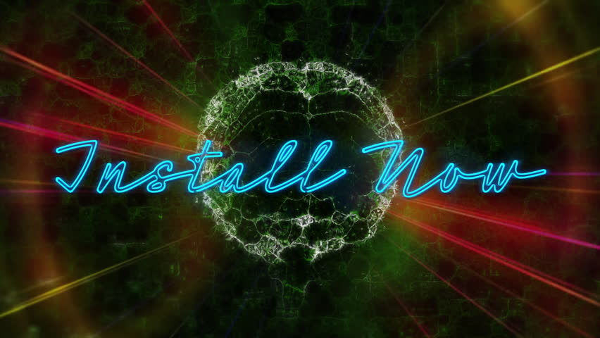 Install Now text animation over glowing circular pattern with red and green rays. Promotion, marketing, advertisement, digital, vibrant, colorful - Powered by Shutterstock - Get 15% off with code: PIKWIZARD15