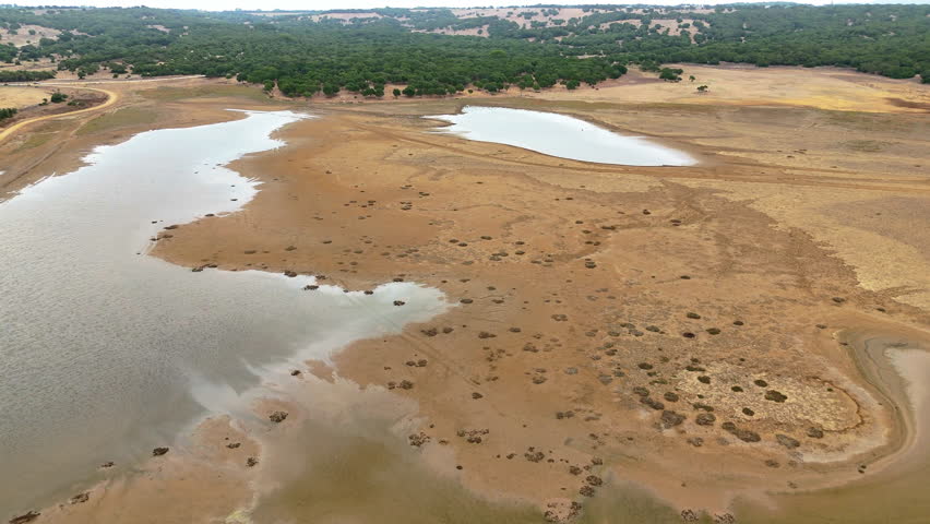 Aerial view of a dry lake in Spain