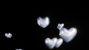 Flying chrome heart balloons isolated on black background,3d animation - Powered by Shutterstock - Get 15% off with code: PIKWIZARD15