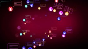 Social media icons and chat bubbles animation over red background. communication, technology, digital - Powered by Shutterstock - Get 15% off with code: PIKWIZARD15