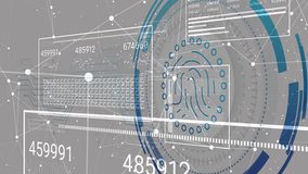 Digital fingerprint and data processing animation over abstract network connections. Cybersecurity, digital identity, data protection, biometrics, networking, technology - Powered by Shutterstock - Get 15% off with code: PIKWIZARD15