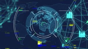 Global network connections and data processing animation over world map. Technology, communication, digital, internet, cyber, visualization - Powered by Shutterstock - Get 15% off with code: PIKWIZARD15
