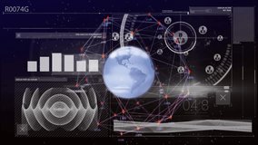 Rotating Earth with global network and data analysis, showing graphs and charts. Technology, digital, analytics, connectivity, visualization - Powered by Shutterstock - Get 15% off with code: PIKWIZARD15
