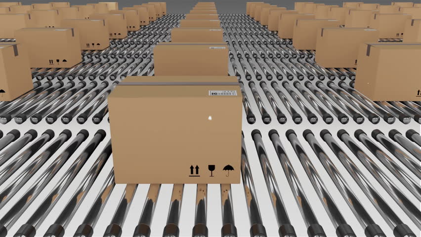 Boxes on conveyor belts with network connections and logistics animation. distribution, automation, supply chain, technology, transportation, warehousing - Powered by Shutterstock - Get 15% off with code: PIKWIZARD15