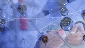 Processing data and network connections animation over scientist working in laboratory. Technology, innovation, research, science, connectivity, data analysis - Powered by Shutterstock - Get 15% off with code: PIKWIZARD15