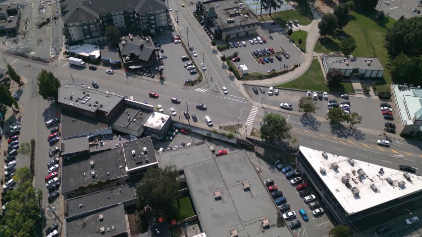 Drone Aerial Footage of Downtown Abbotsford, British Columbia – Rural Small City Skyline