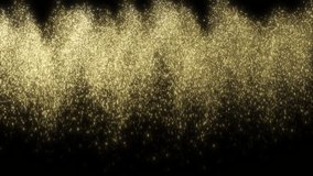 Golden Dust Falling Slow Motion Black Background Abstract 3d Animation. Gold, Silver, Blue Color Confetti Pouring Isolated. Beautiful Sparkle Particles Blow Curtain Close-up Design Element Concept 4k. - Powered by Shutterstock - Get 15% off with code: PIKWIZARD15