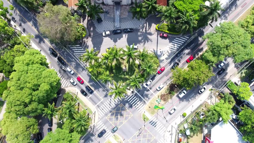 Aerial view of Igreja Nossa Senhora do Brasil in São Paulo, Brazil, located in Jardim América, near Avenida Brasil and Rua Colômbia, showcasing its baroque architecture and urban surroundings.