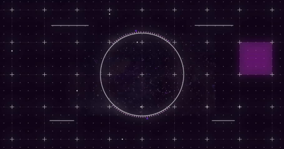 Glowing elements and grid animation in futuristic circular interface. sci-fi, technology, digital, cyber, hologram, innovation