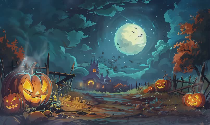 Happy Halloween with pumpkins and bat illustration suitable for display celebrating 