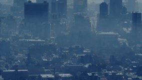 Animating facial recognition over cityscape with skyscrapers in background. Technology, AI, future, urban, innovation, surveillance - Powered by Shutterstock - Get 15% off with code: PIKWIZARD15