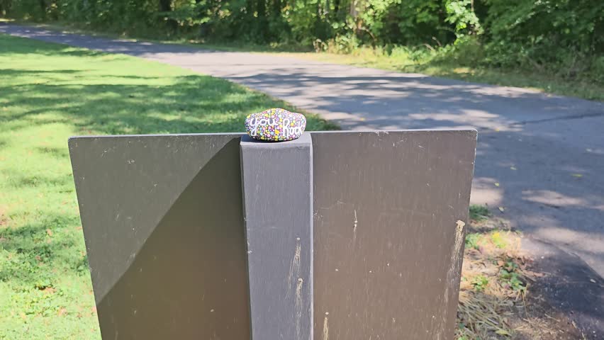 You rock kindness rock on copy space blank sign in natural park
