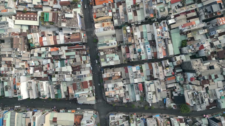 Aerial view of urban buildings in Ho Chi Minh City (Saigon), Vietnam.
