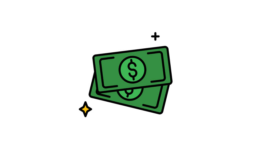 Money animated icon in filled line style with alpha channel. Perfect for project and presentations