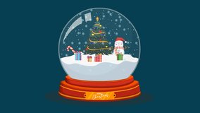 Festive Christmas Snow Globe. A looping 4K animation of a charming Christmas snow globe. Inside, a decorated tree, snowman, gifts, and candy cane are gently covered in falling snow. - Powered by Shutterstock - Get 15% off with code: PIKWIZARD15