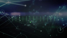 DNA strands and data processing animation over dark abstract background. Genetics, technology, bioengineering, science, futuristic, digital - Powered by Shutterstock - Get 15% off with code: PIKWIZARD15