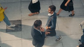 Top Down View: Business People, Students, Managers, Tourists Walking on a Busy Street on Their Way to Work, College or Sightseeing Destination. Urban Scene Capturing Essence of Modern City Life - Powered by Shutterstock - Get 15% off with code: PIKWIZARD15