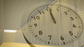 Clock animation overlaying data center servers in operation. Technology, digital, time, futuristic, network, infrastructure - Powered by Shutterstock - Get 15% off with code: PIKWIZARD15