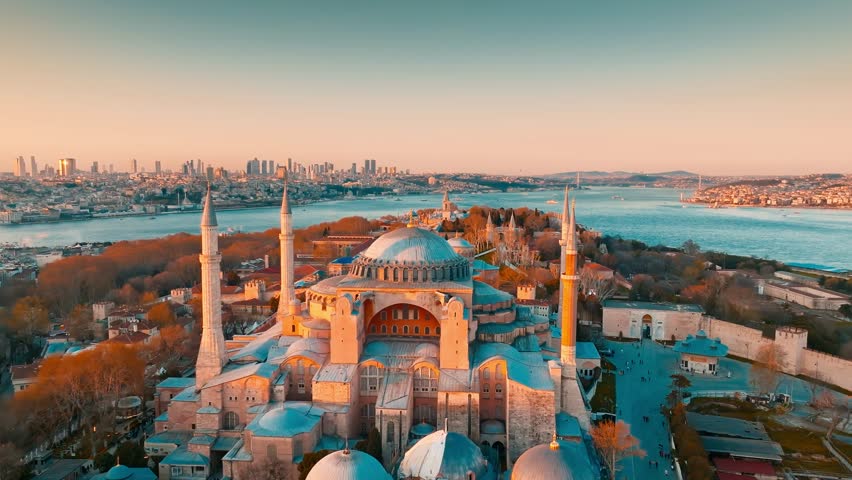 Aerial views of Hagia  Sophia Istanbul city, Turkey