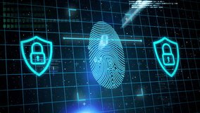 Fingerprint scanning with cybersecurity animation over digital data and code background. Biometrics, authentication, technology, privacy, hacking, identification - Powered by Shutterstock - Get 15% off with code: PIKWIZARD15