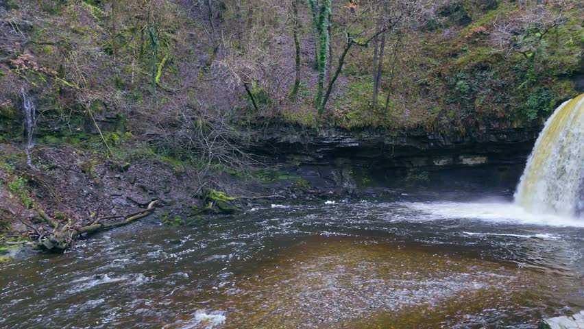 Sgwd Gwladys is a curtain Waterfall at Brecon Beacons National Park in Wales