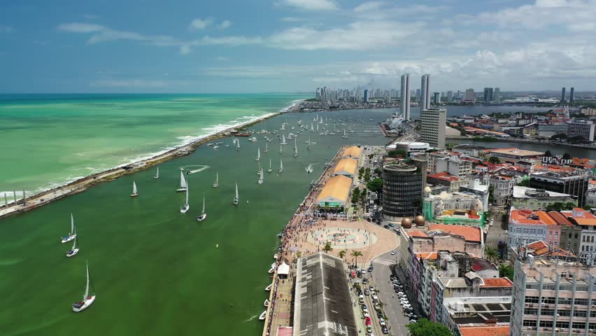 Start of the Recife to Fernando de Noronha regatta at ground zero in the city of Recife in the state of Pernambuco